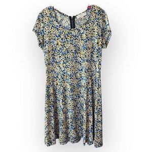 Michael Kors Dress L Floral Print Short‎ Sleeve Knee Length Casual Career
